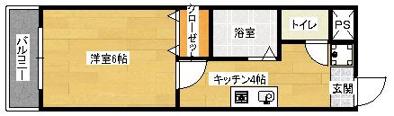 タウンハウス榎町(1K/4階)の間取り写真