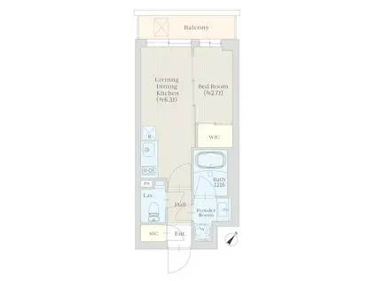 イプセ高輪台(1DK/4階)の間取り写真