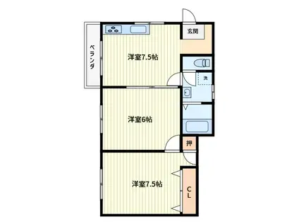 岩田アパート(2DK/1階)の間取り写真