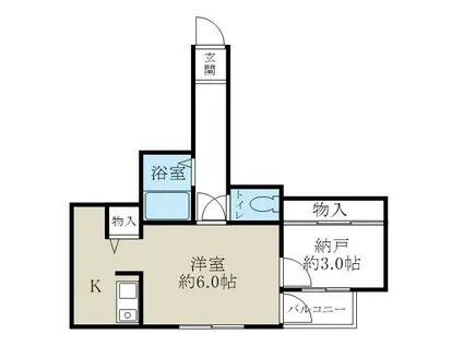 チャンバーKIII(1SK/1階)の間取り写真