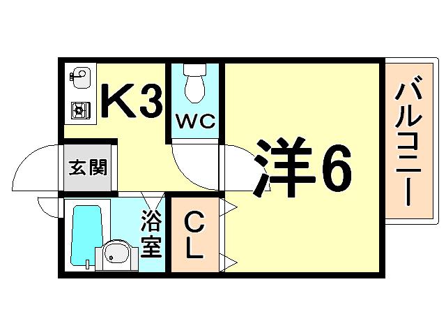 ロイヤルハイネス(1K/2階)の間取り写真