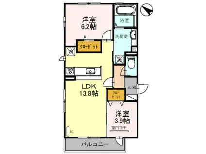 ラディアコート(2LDK/2階)の間取り写真
