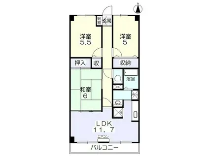 スカール十日市西町(3LDK/3階)の間取り写真