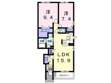 ベルグランデ T(2LDK/1階)の間取り写真