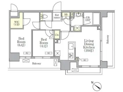 オルサス三ノ輪(2LDK/7階)の間取り写真