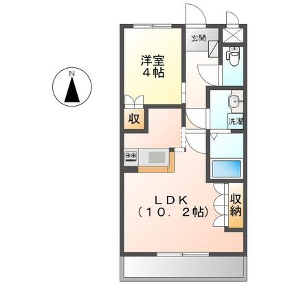 グリーンティアラ(1LDK/2階)の間取り写真