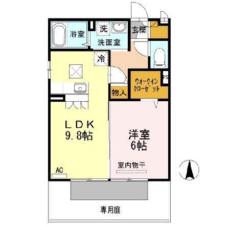 プレミア プレイス(1LDK/1階)の間取り写真