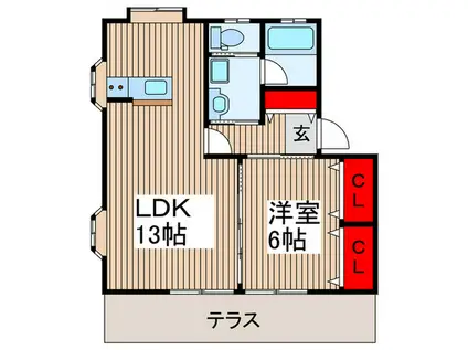 サンハイムはりがや(1LDK/1階)の間取り写真