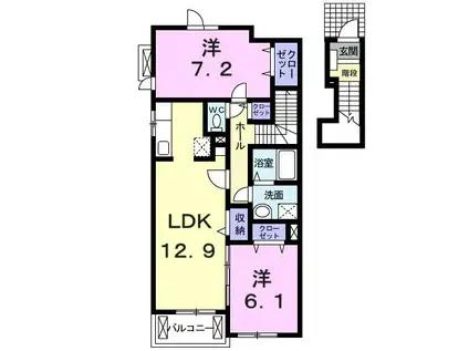 ルーセント・S II(2LDK/2階)の間取り写真