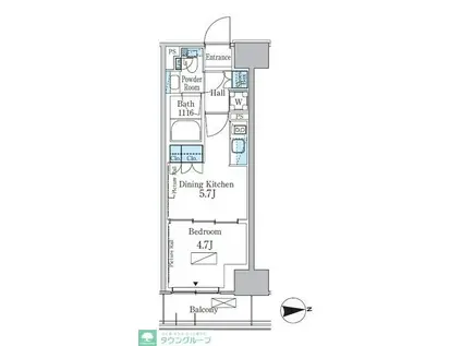 パークアクシス新宿百人町(1DK/2階)の間取り写真