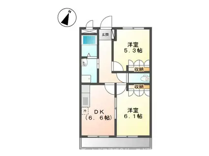 サンフラワー(2DK/2階)の間取り写真