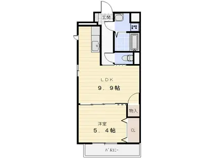 シンフォニー上浜(1LDK/2階)の間取り写真
