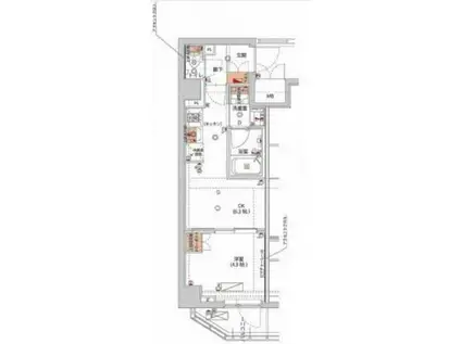 ハーモニーレジデンス神楽坂ヒルズSECOND(1DK/4階)の間取り写真