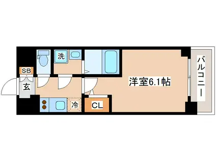 CION KOBE BAYSIDE(1K/8階)の間取り写真