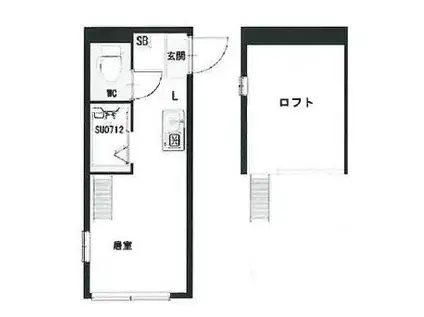 ハーモニーテラス高田馬場(ワンルーム/2階)の間取り写真