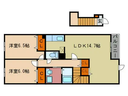 フィオーレ ピアッツアI(2LDK/2階)の間取り写真