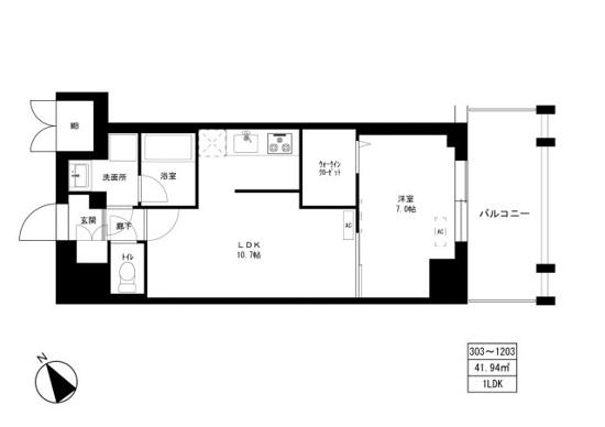 東京マンション(1LDK/9階)の間取り写真