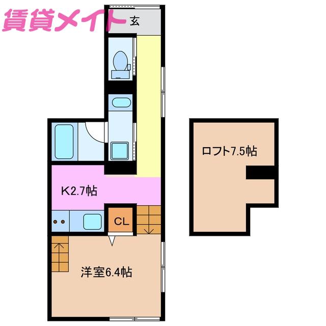 ブルーム ライラック(1K/1階)の間取り写真