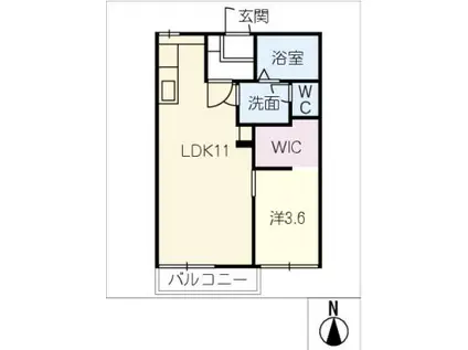 フォーブル昭山(1LDK/1階)の間取り写真