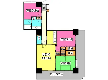フォーラスタワー所沢(3LDK/12階)の間取り写真