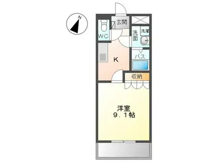 サン・フレール(1K/2階)の間取り写真