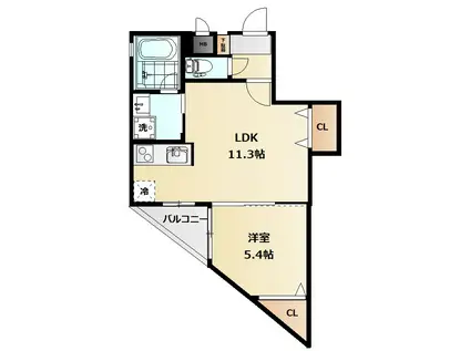 メルヴェーユ神明(1LDK/4階)の間取り写真