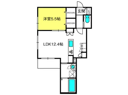 PACE EST(1LDK/2階)の間取り写真