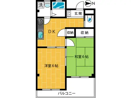 チェリーコート(2DK/2階)の間取り写真