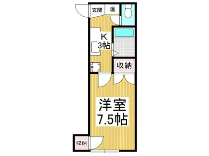 ベルクいな(1K/1階)の間取り写真
