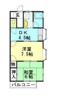 ハイツ牧野(2DK/1階)の間取り写真