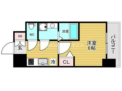 エスリード難波ALLURE(1K/3階)の間取り写真