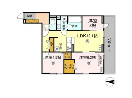 B-KUBUS(3LDK/3階)の間取り写真