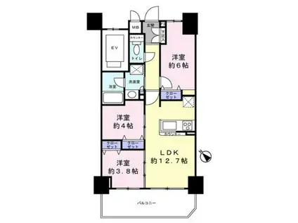 パテラ西川口(3LDK/3階)の間取り写真