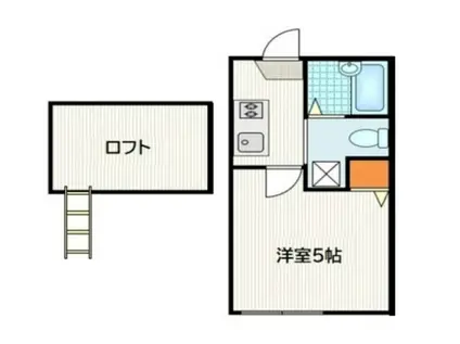 フラット洋(1K/2階)の間取り写真