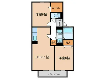 ヴァン・ホーリー(2LDK/2階)の間取り写真