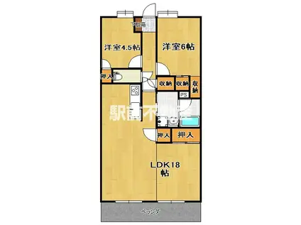 レジデンス新栄町(2LDK/4階)の間取り写真