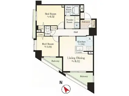 日神パレステージ西巣鴨(2LDK/9階)の間取り写真