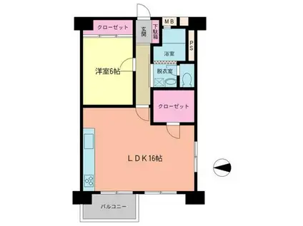 東武伊勢崎線 とうきょうスカイツリー駅 徒歩4分 14階建 築54年(1LDK/3階)の間取り写真