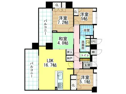 ザ・パークハウス愛宕(4LDK/4階)の間取り写真