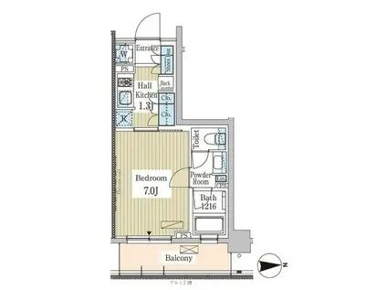 パークアクシス場テラス(1K/4階)の間取り写真