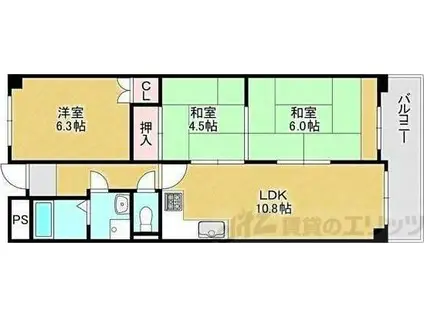 プレーヌ緑地公園(3LDK/1階)の間取り写真