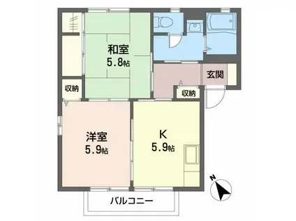 ファニーガーデンA(2K/2階)の間取り写真