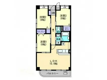 プラスパー旭通(3LDK/5階)の間取り写真
