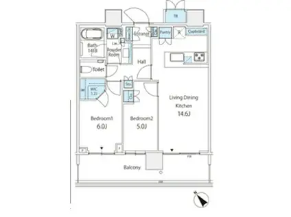 パークシティ武蔵小山(3LDK/10階)の間取り写真