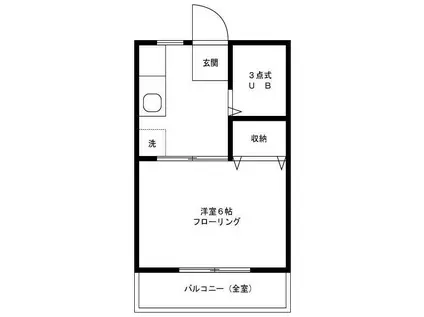 サンハイツオーク(1K/2階)の間取り写真