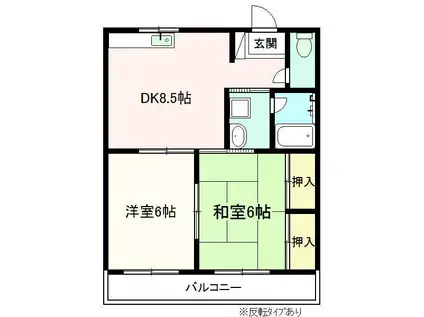 クレールシェソワ(2DK/2階)の間取り写真