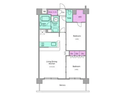 レジディア池袋(2LDK/3階)の間取り写真