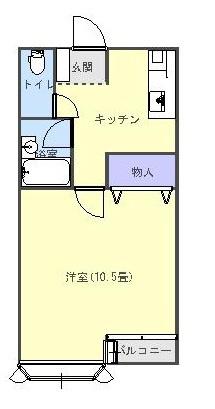 メルヴェイユ城下(1K/1階)の間取り写真