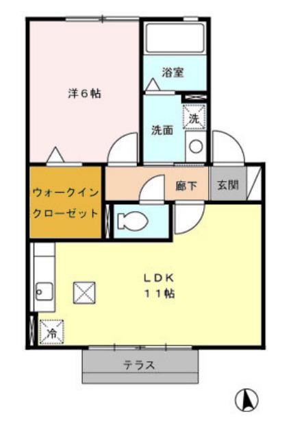 キャトルセゾン(1LDK/2階)の間取り写真