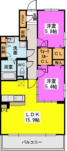 サニーコート梅満(2LDK/5階)の間取り写真